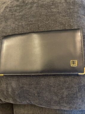 Dunhill Black Leather Slim Continental Wallet with Gold Trim